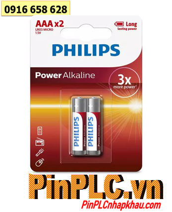 Philips LR03, Pin tiểu AAA 1.5v Philips LR03 Mignon Alkaline chính hãng /Loại Vỉ 2viên